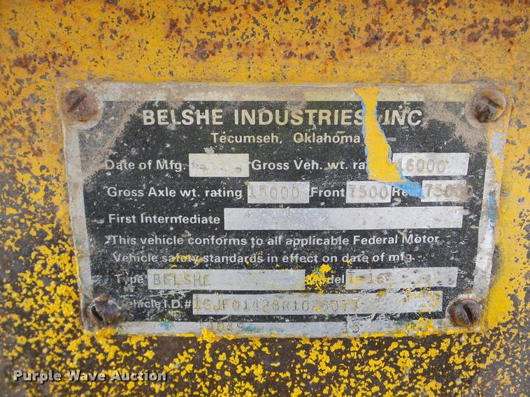 image for item DB5265 1994 Belshe equipment trailer