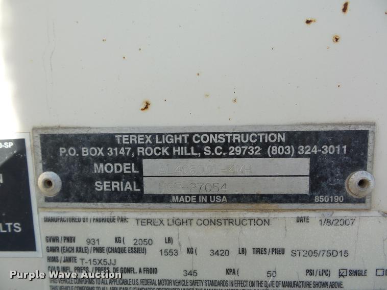 image for item J1599 2007 Terex AL4060D1-4MH light plant