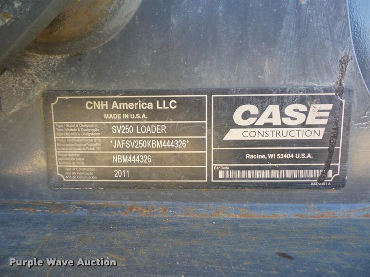 image for item J1616 2011 Case SV250 skid steer