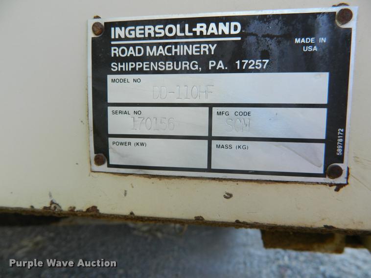 image for item J5064 2002 Ingersoll Rand DD110HF double drum vibratory roller