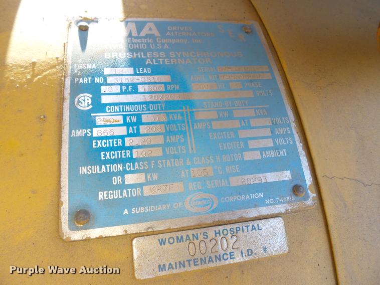 image for item K3429 1980 Caterpillar 250kW generator