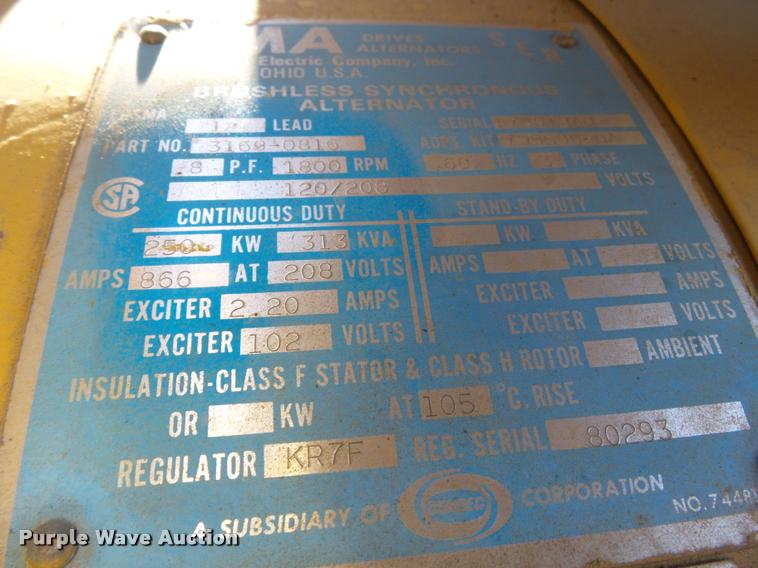 image for item K3429 1980 Caterpillar 250kW generator