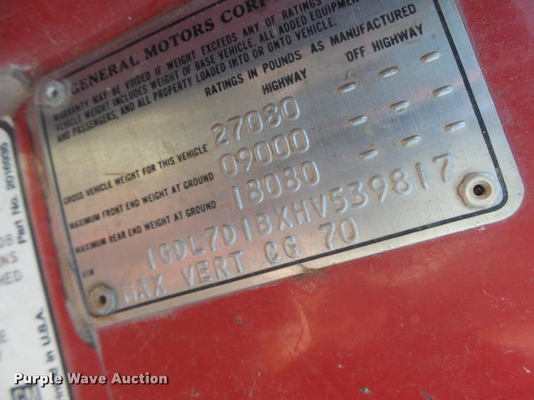 image for item K5556 1987 GMC C7D042 dump flatbed truck