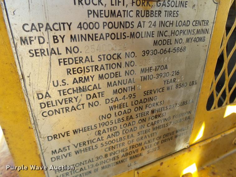 image for item K5580 1963 Mobilift MY40MB forklift