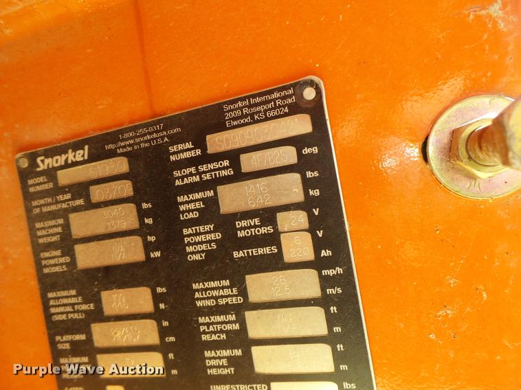 image for item K5584 2008 Snorkel 1930 scissor lift