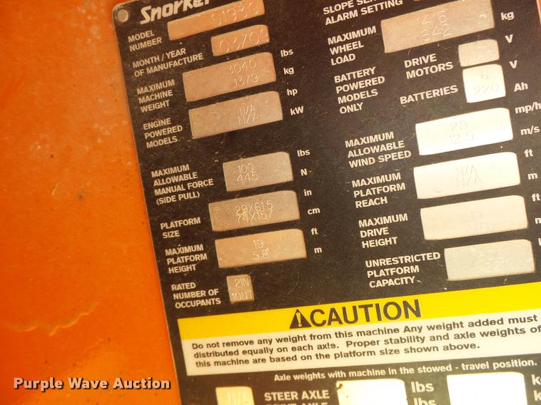 image for item K5584 2008 Snorkel 1930 scissor lift
