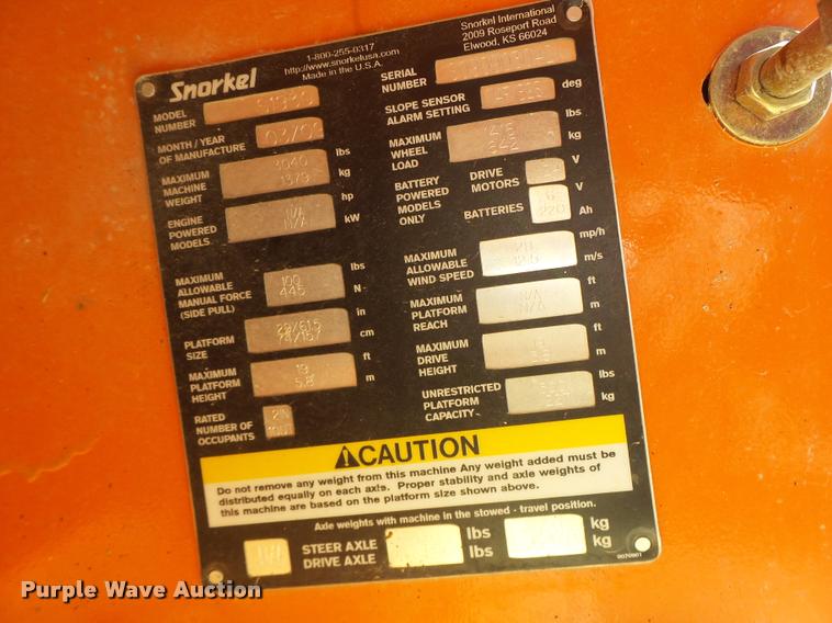 image for item K5584 2008 Snorkel 1930 scissor lift