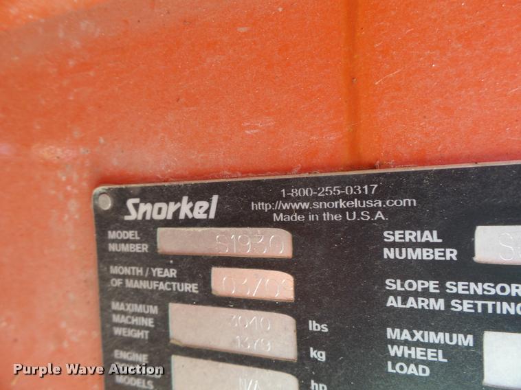 image for item K5584 2008 Snorkel 1930 scissor lift