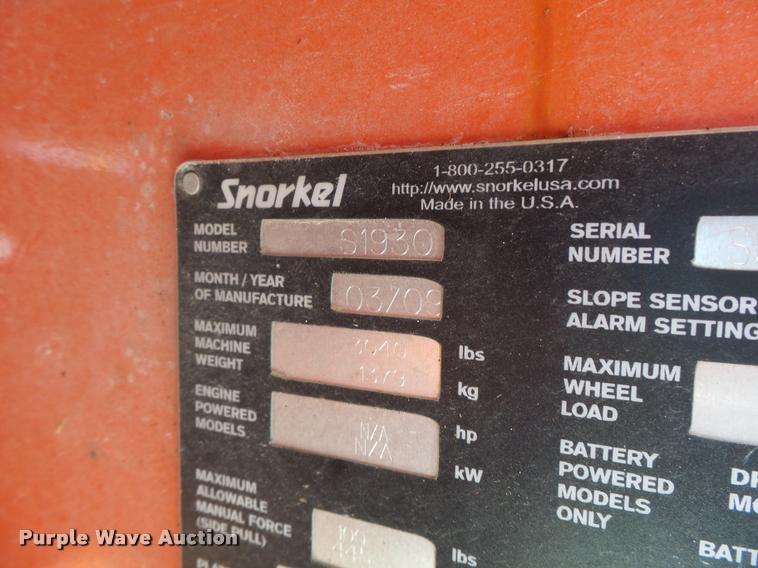 image for item K5584 2008 Snorkel 1930 scissor lift