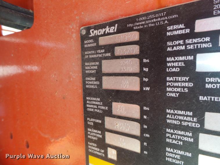 image for item K5584 2008 Snorkel 1930 scissor lift