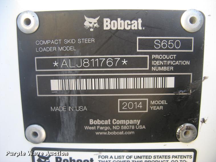 image for item L3909 2014 Bobcat S650 skid steer