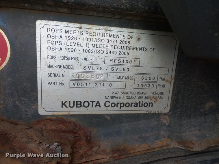 image for item L4462 2012 Kubota SVL75 skid steer