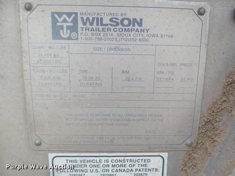 image for item DB1757 2001 Wilson DWH-400 double hopper grain trailer