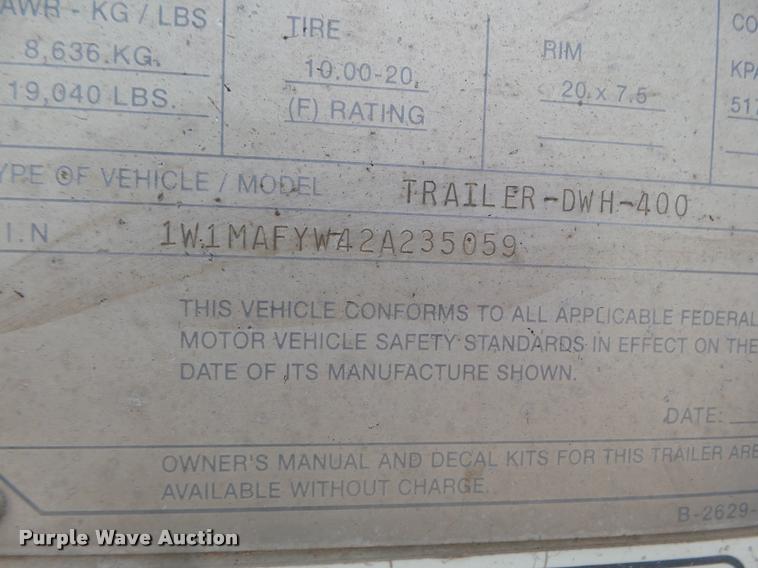 image for item DB1757 2001 Wilson DWH-400 double hopper grain trailer