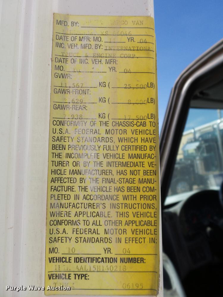 image for item DB4577 2005 International DuraStar 4300 box truck