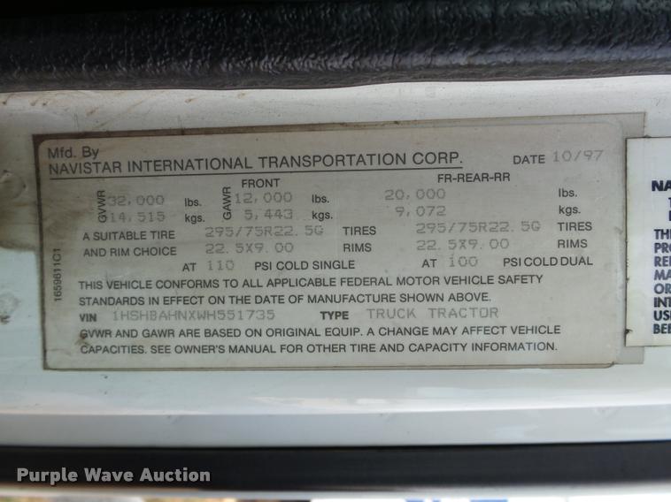 image for item DB4578 1998 International 8100 semi truck
