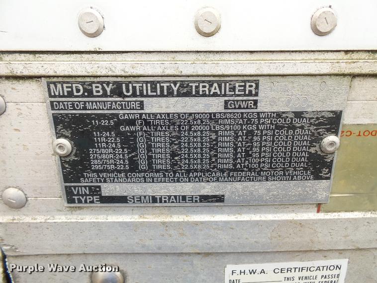 image for item L3562 1998 Utility Trailers VS2DC dry van trailer