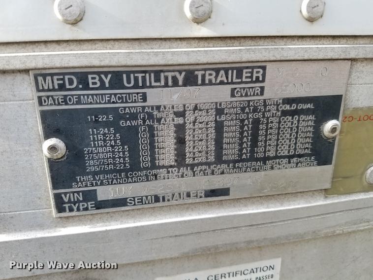 image for item L3563 1998 Utility Trailers U52DC dry van trailer