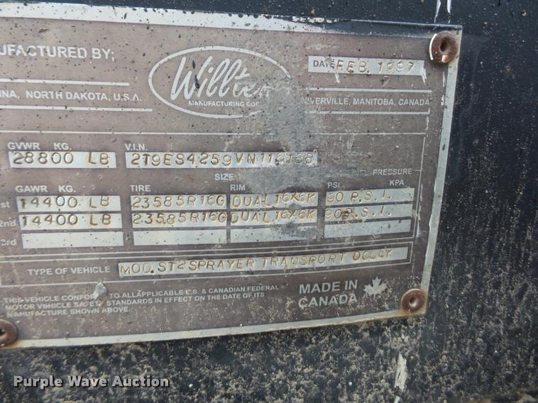 image for item BG9539 1997 Willten sprayer trailer