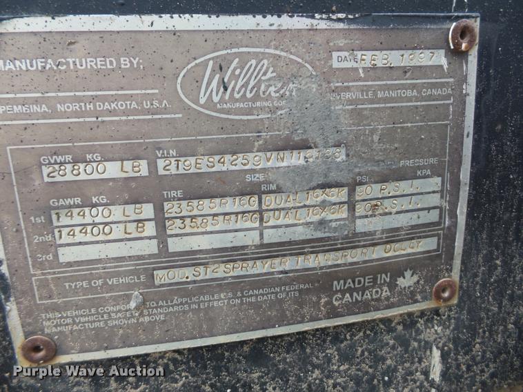 image for item BG9539 1997 Willten sprayer trailer