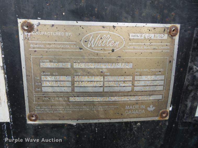 image for item BG9540 1997 Willten sprayer trailer