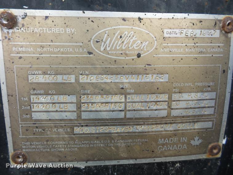 image for item BG9540 1997 Willten sprayer trailer