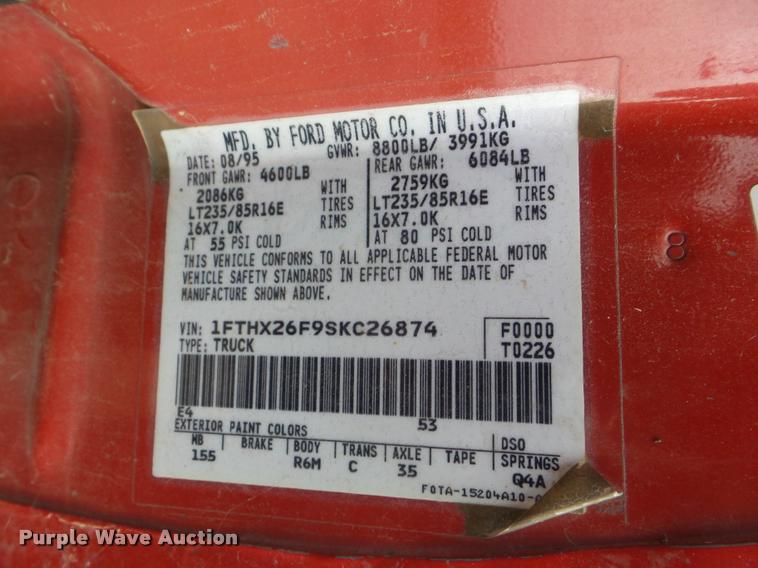 image for item DA5086 1995 Ford F250 HD SuperCab pickup truck