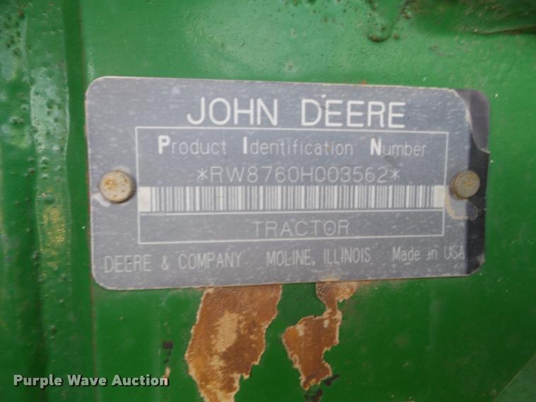 image for item DA5110 1991 John Deere 8760 4WD tractor
