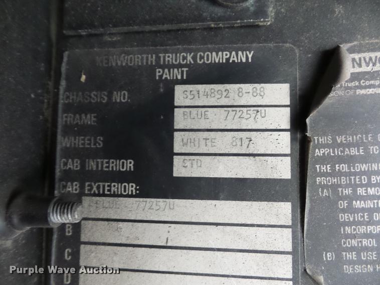 image for item DA5771 1989 Kenworth T600 grain truck