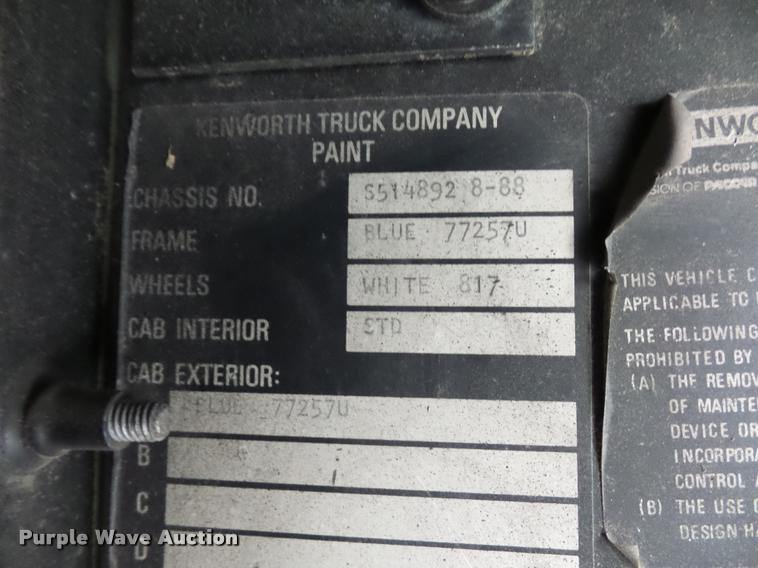 image for item DA5771 1989 Kenworth T600 grain truck