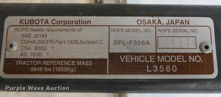image for item DB4630 2013 Kubota L3560 HST MFWD tractor