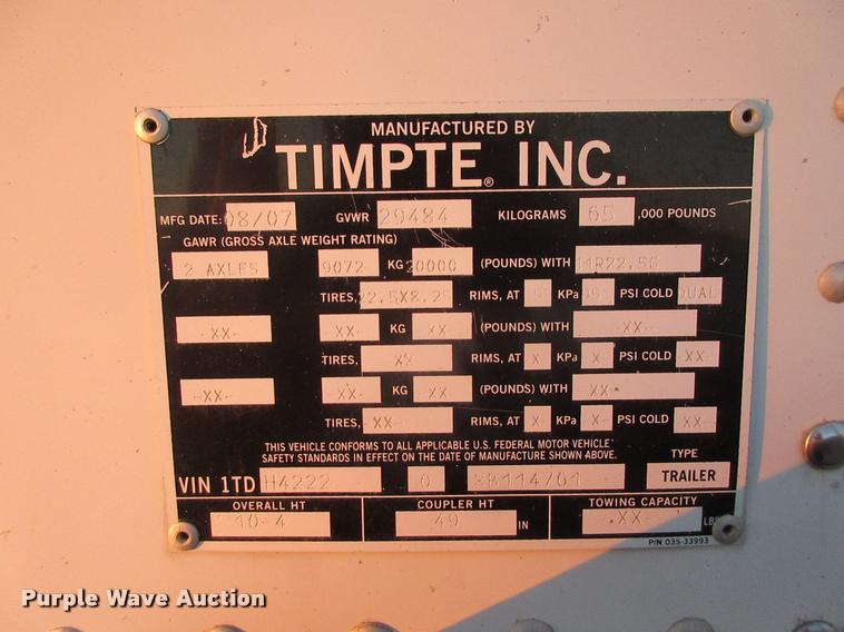 image for item I1834 2008 Timpte Super Hopper grain trailer