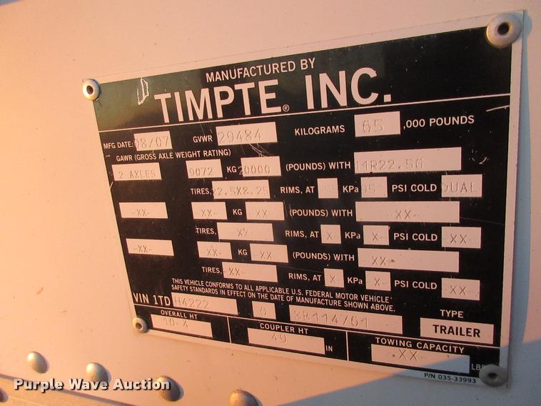 image for item I1834 2008 Timpte Super Hopper grain trailer