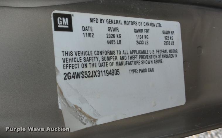 image for item AG9287 2003 Buick Century Custom