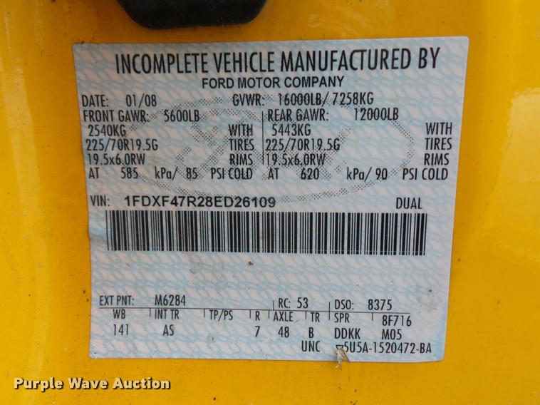 image for item BG9527 2008 Ford F450 Super Duty truck cab and chassis