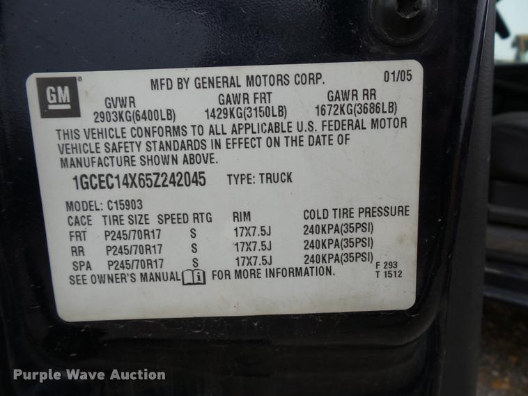 image for item BG9529 2005 Chevrolet Silverado 1500 pickup truck