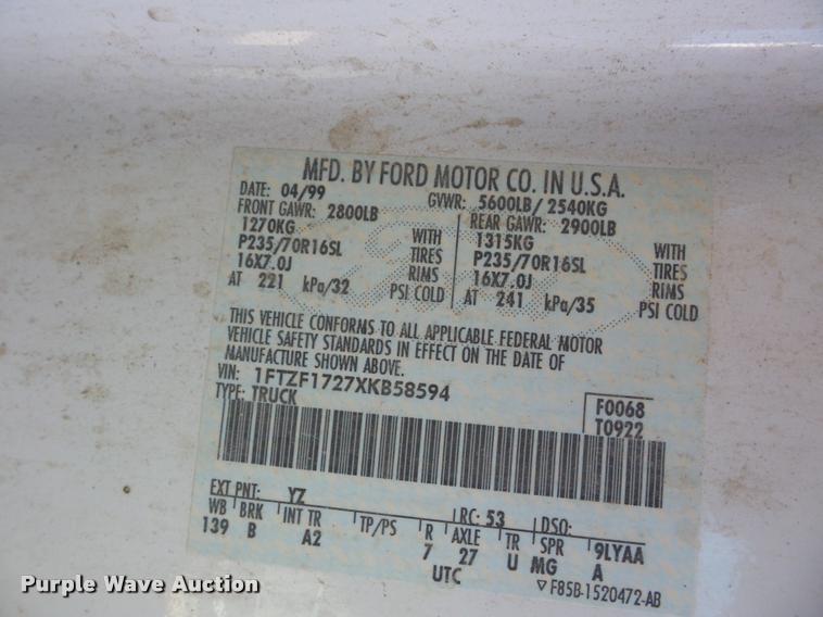 image for item BG9573 1999 Ford F150 pickup truck