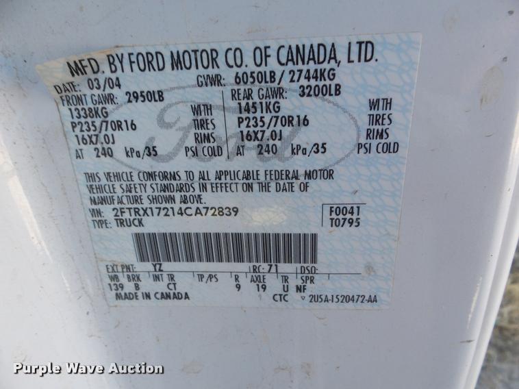 image for item DA5109 2004 Ford F150 SuperCab pickup truck