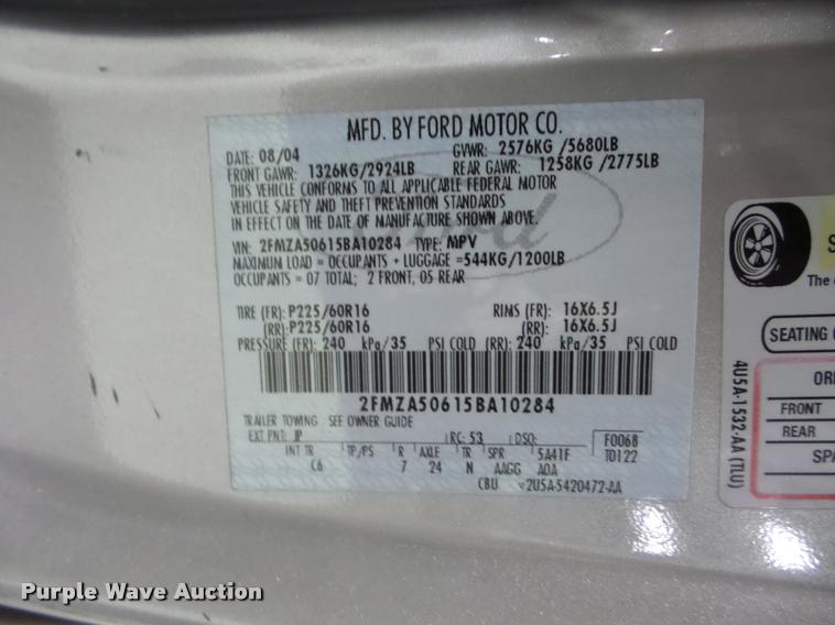 image for item DA5750 2005 Ford Freestar van