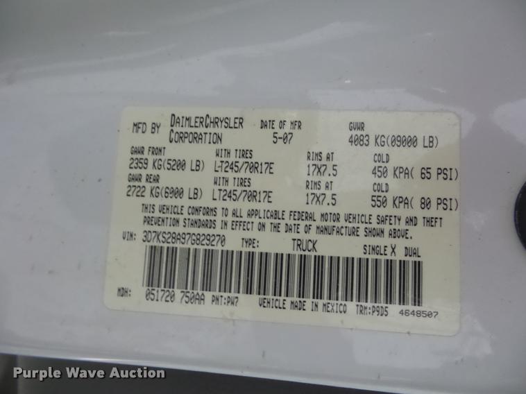 image for item DA5751 2007 Dodge Ram 2500 Quad Cab pickup truck