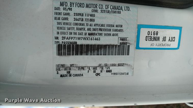 image for item DB0751 1998 Ford Crown Victoria Police Interceptor