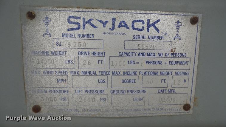 image for item DG9137 2000 Skyjack SJ9250 scissor lift