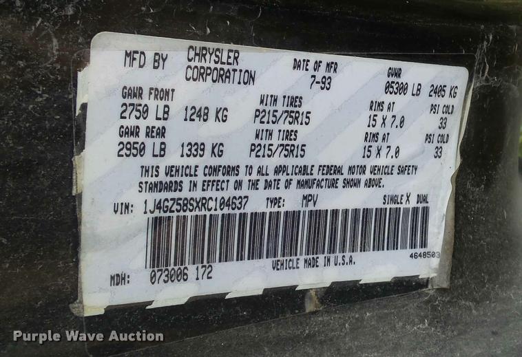 image for item J5739 1994 Jeep Grand Cherokee SUV