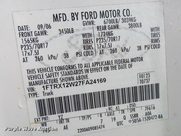 image for item K1034 2007 Ford F150 XL SuperCab pickup truck