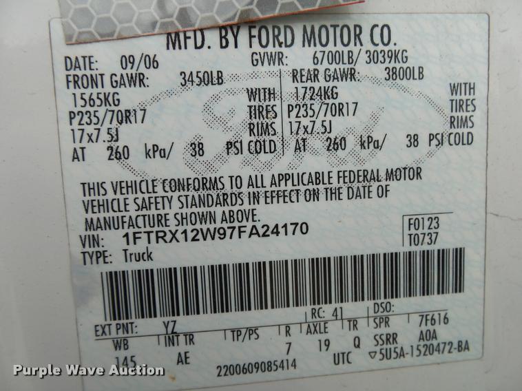 image for item K1036 2007 Ford F150 XL SuperCab pickup truck