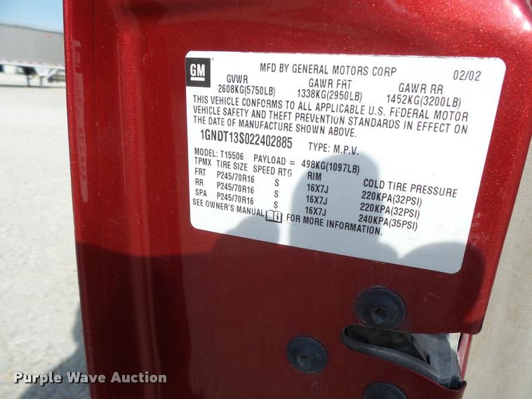 image for item K5631 2002 Chevrolet TrailBlazer SUV