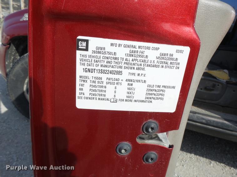 image for item K5631 2002 Chevrolet TrailBlazer SUV