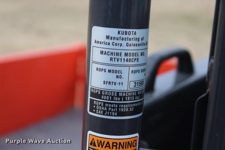 image for item L4938 2015 Kubota RTV1140CPX utility vehicle