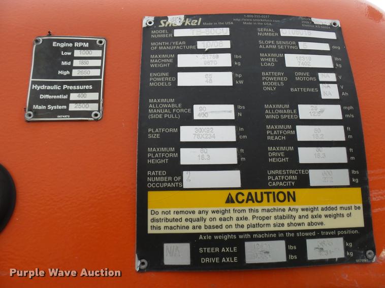 image for item AV9761 2006 Snorkel TB60 boom lift