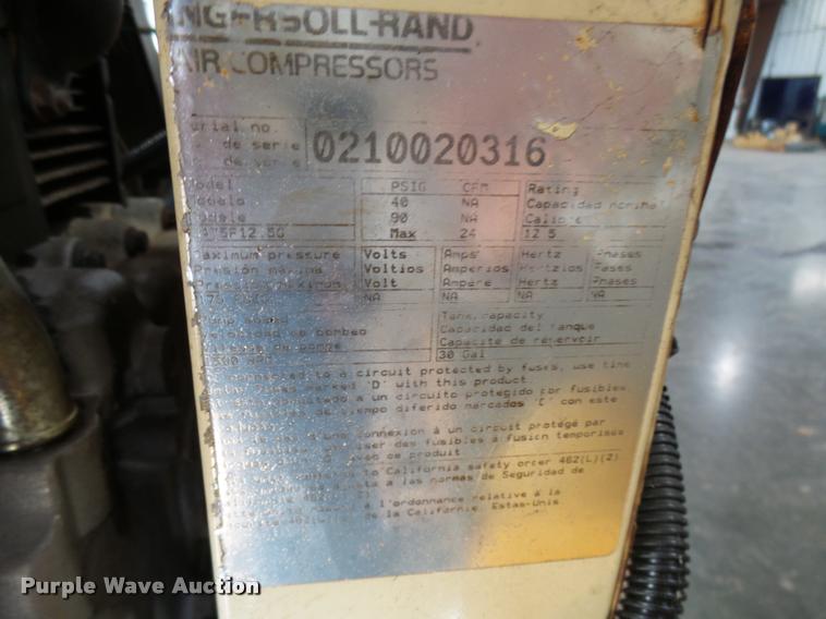 image for item AV9775 Ingersoll Rand 2475-125 air compressor